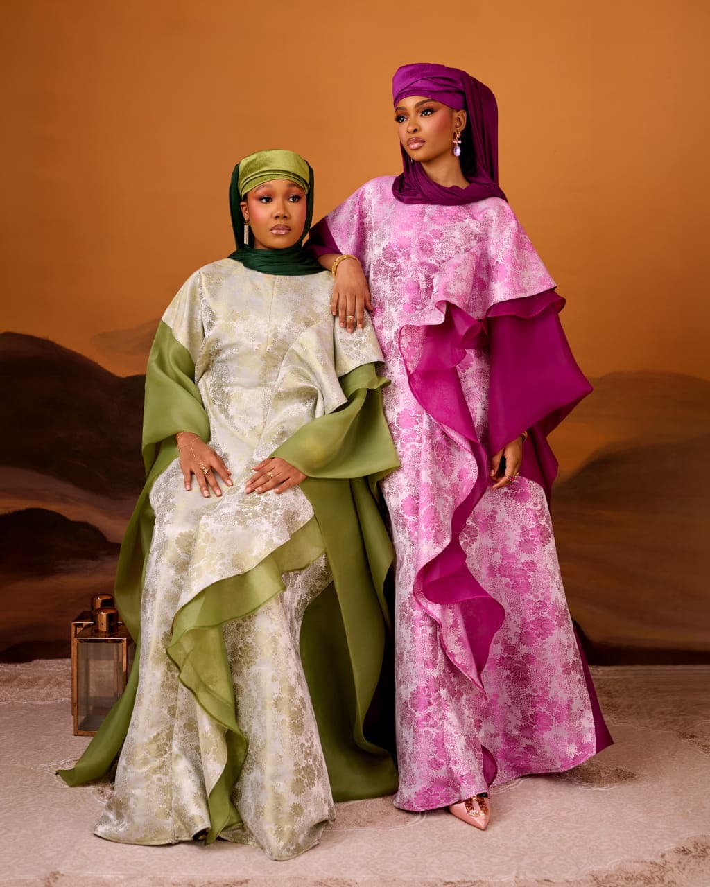 Zayn Jacquard Gown in Sage Green — Sage Green — angle 2