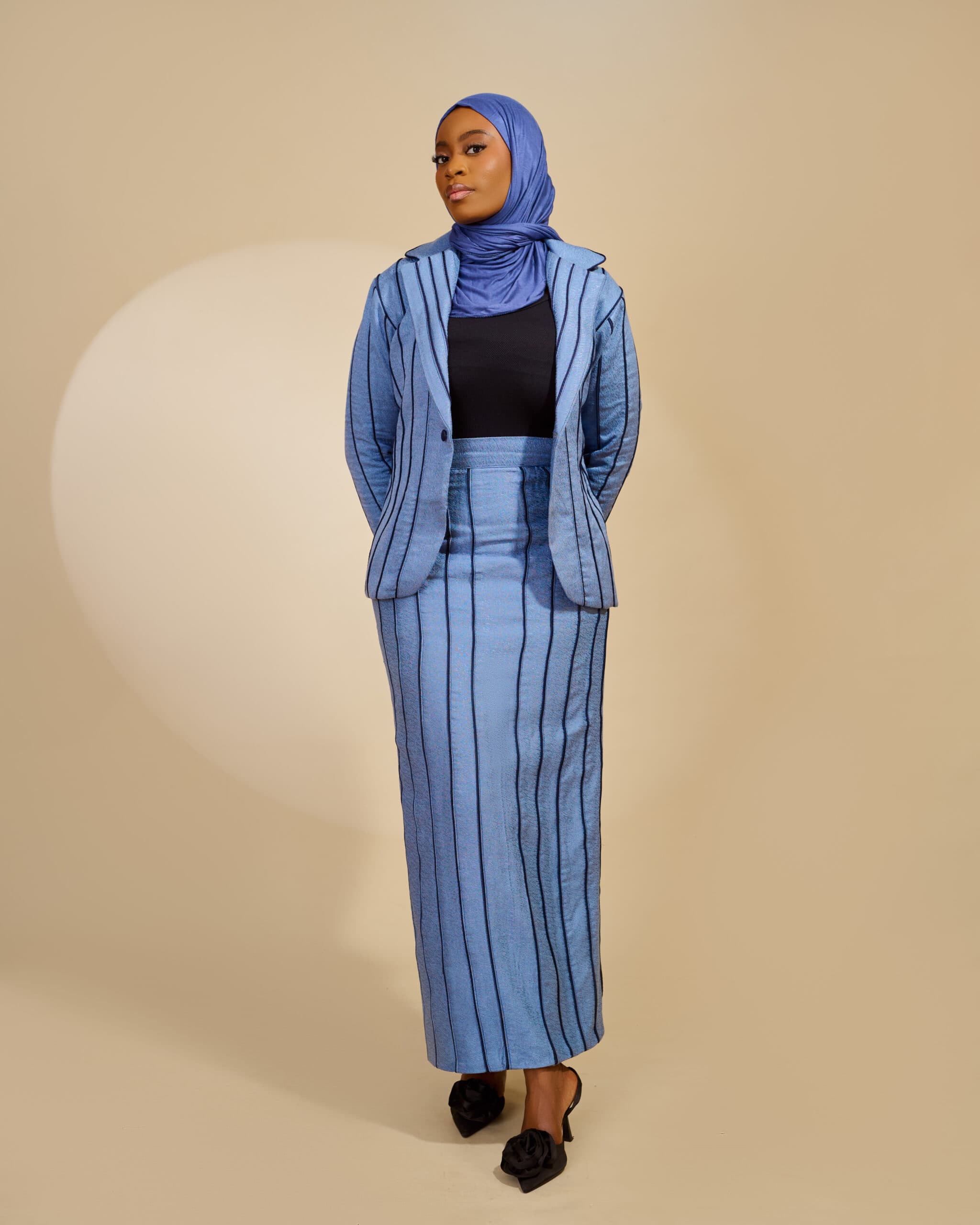 Blue Jacket & Skirt, Powder Blue, angle 1