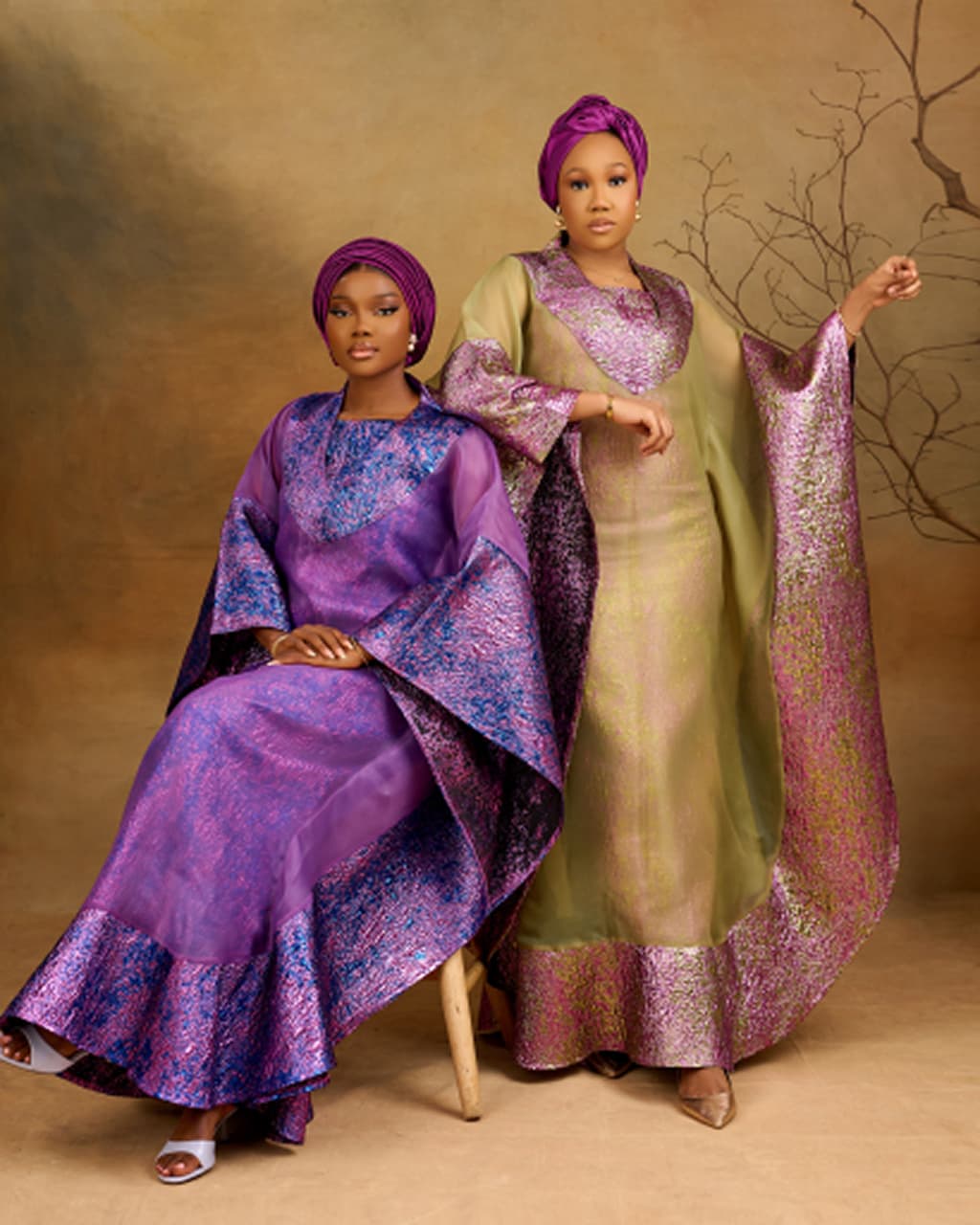 Didi Brocade Boubou in Onion & Olive, Onion & Olive, angle 3