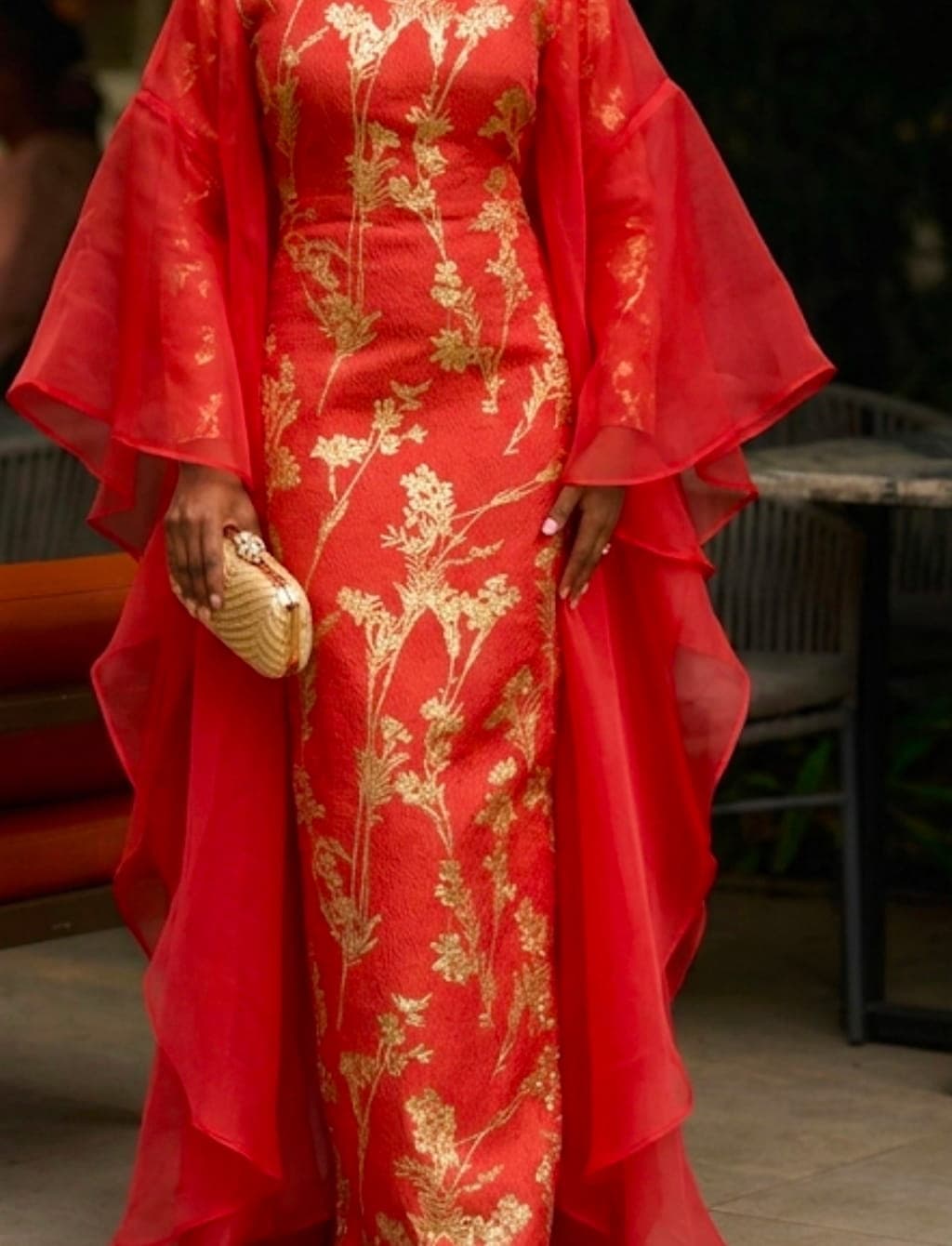 Farah Brocade Set in Coral Red, Coral Red, angle 4