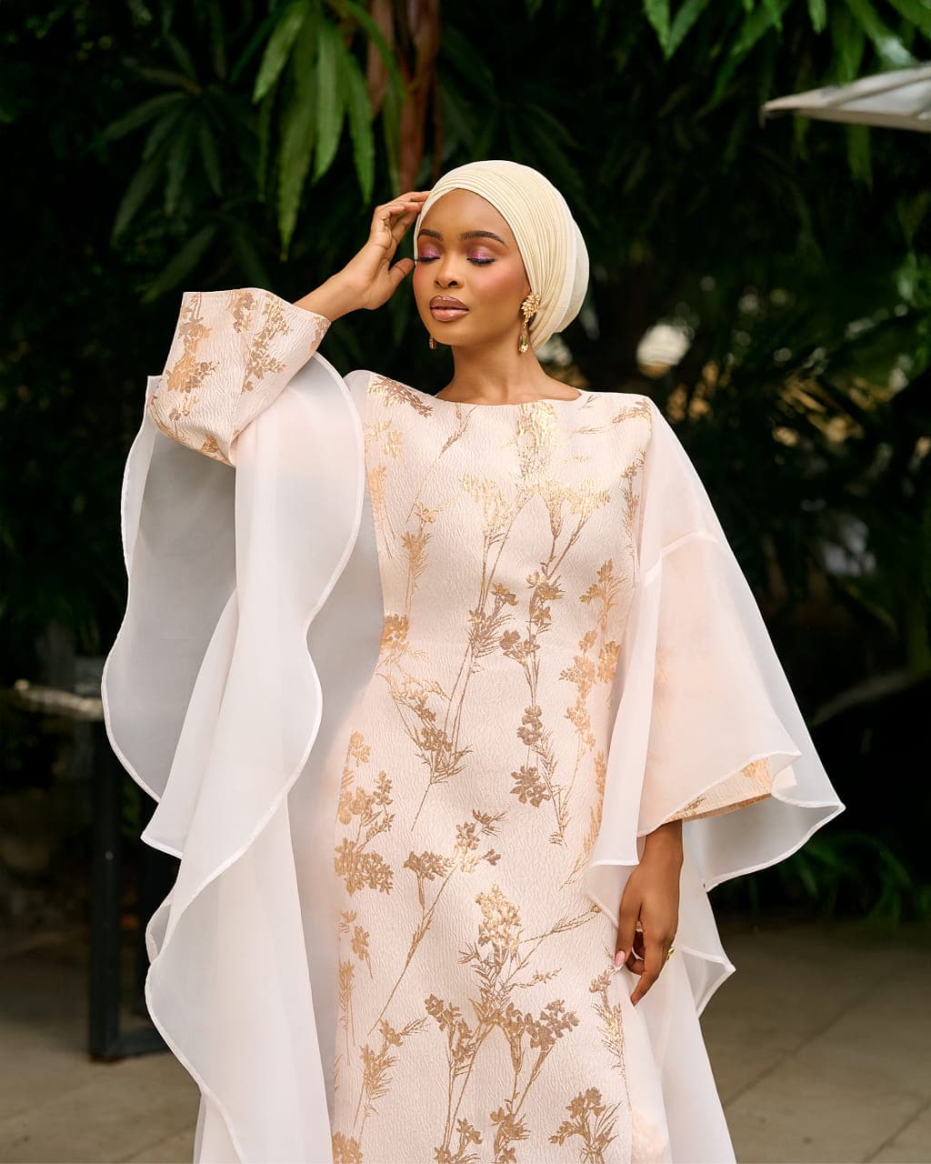 Farah Brocade Set in Ivory, Ivory, angle 2