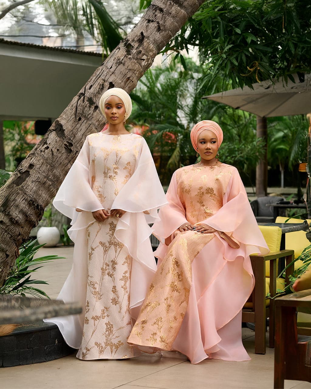 Farah Brocade Set in Peach Rose Gold, Peach Rose Gold, angle 6