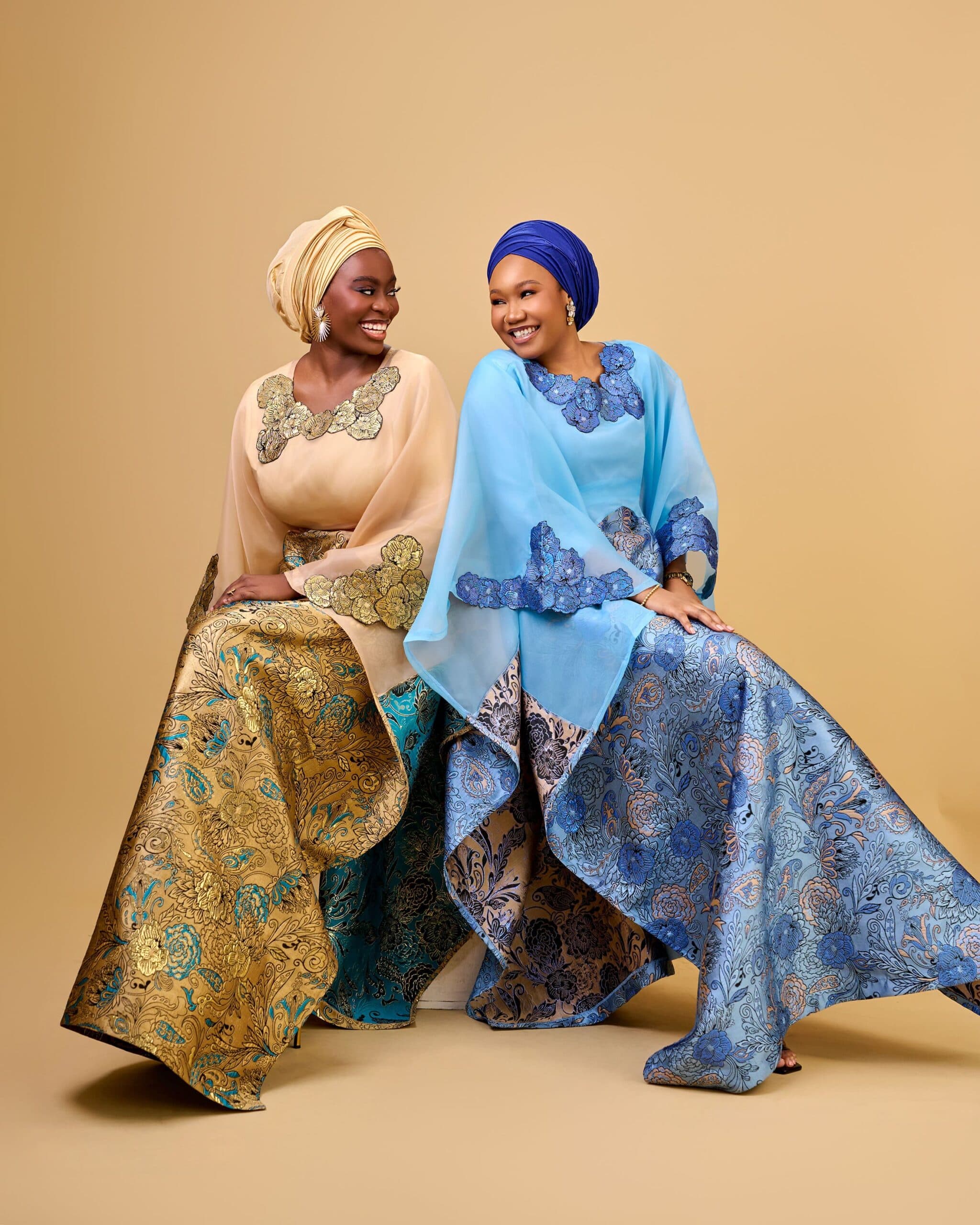 KIRA II Brocade Organza Boubou in Gold, Gold, angle 4