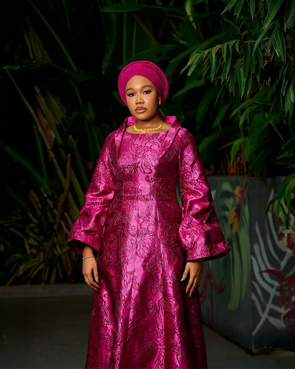 Sadau Magneta Kaftan Dress, Magenta, angle 6