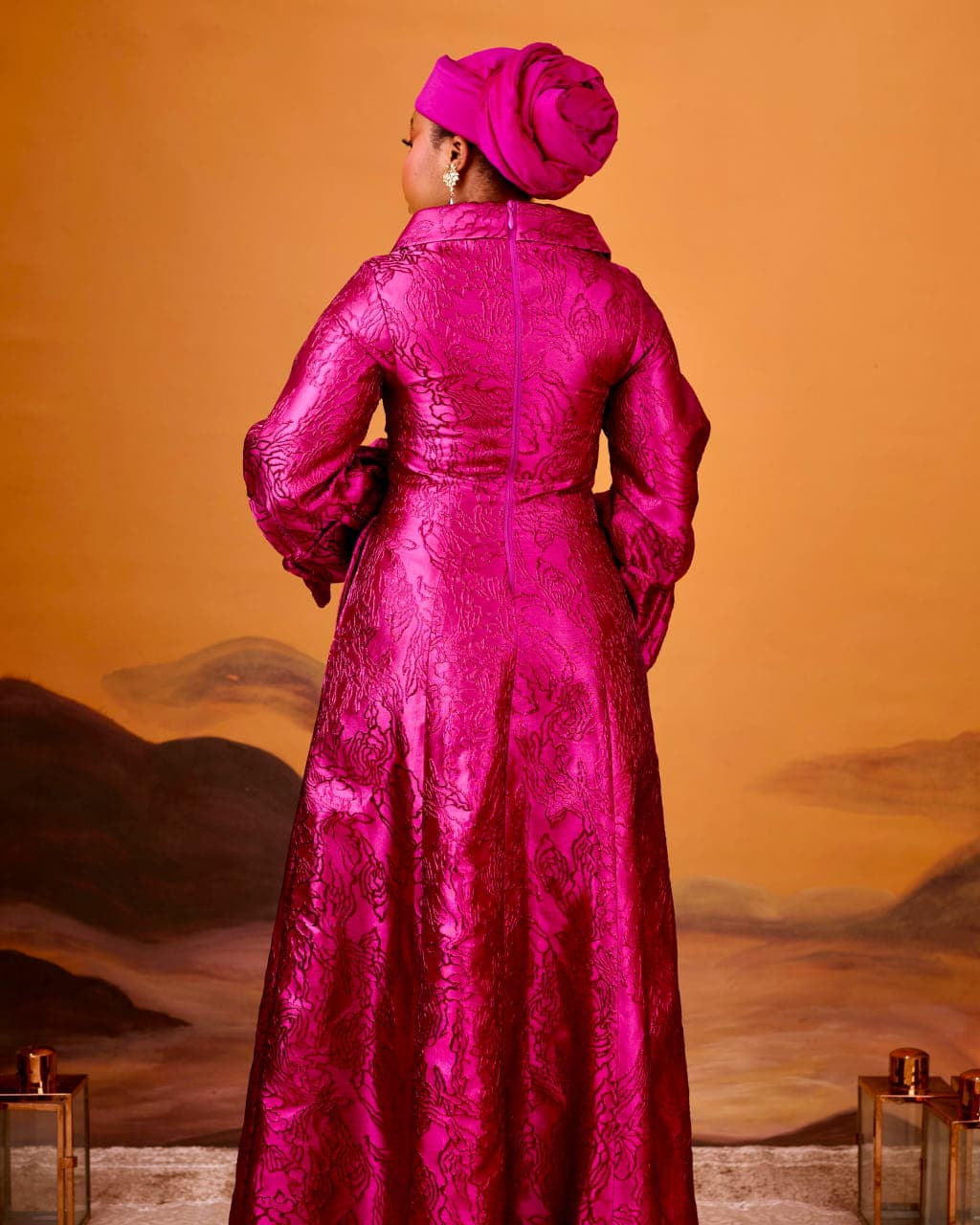 Sadau Magneta Kaftan Dress, Magenta, angle 4