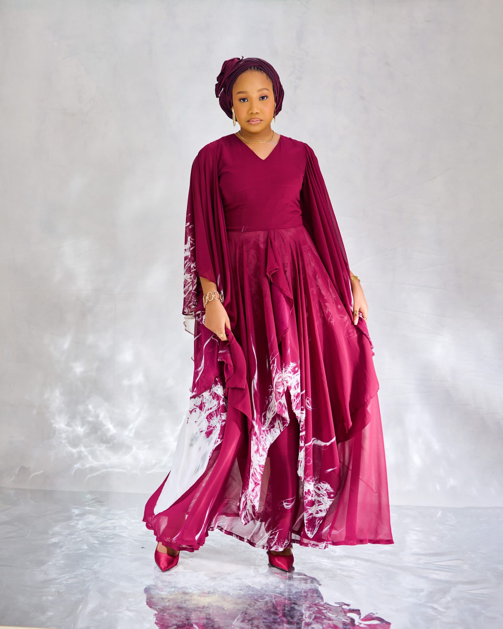 Lami Chiffon Maxi Dress in Blue & Green, Emerald Green, Blue, angle 6