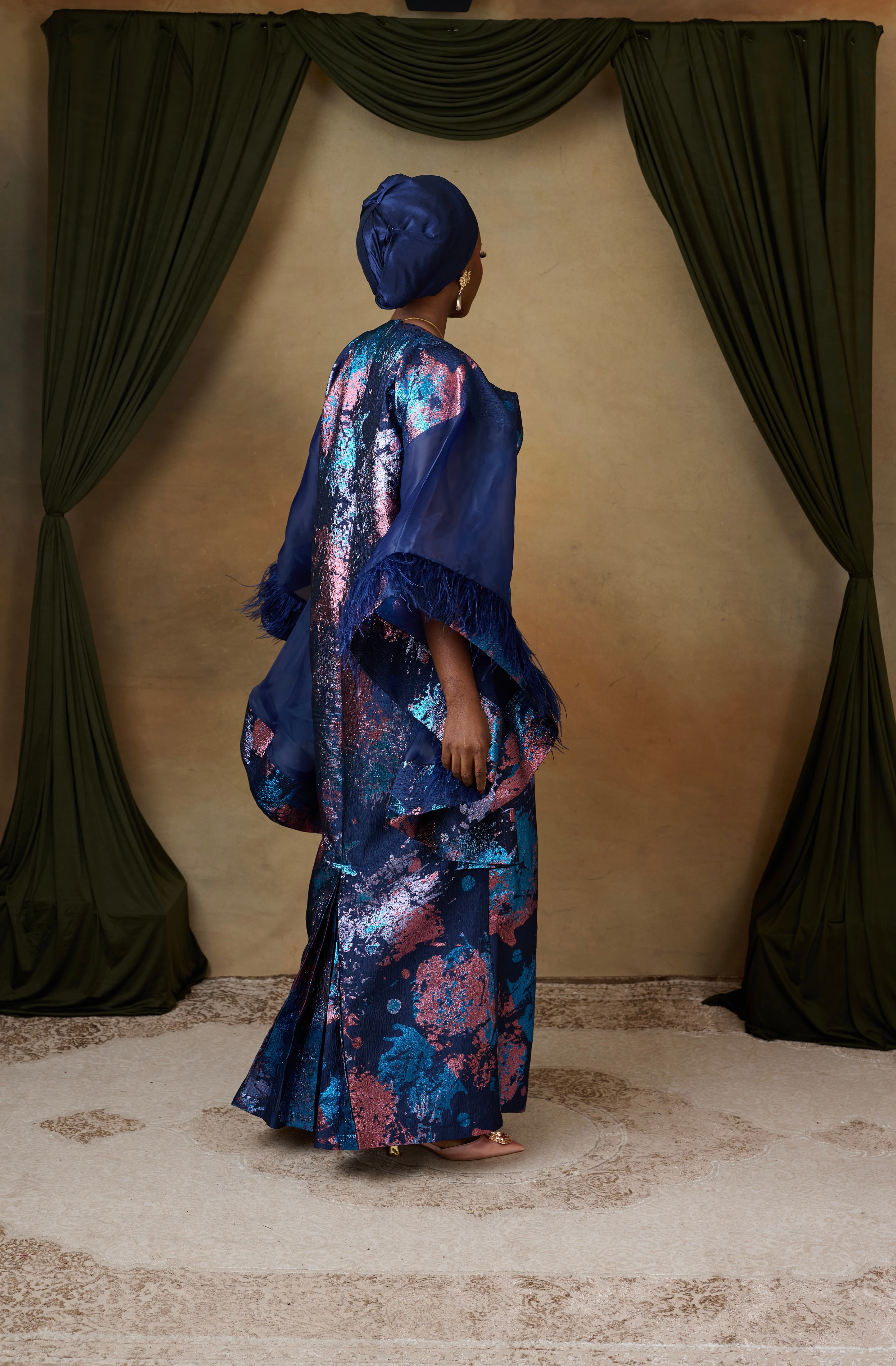 The Idara Bubu Dress, Navy, angle 5